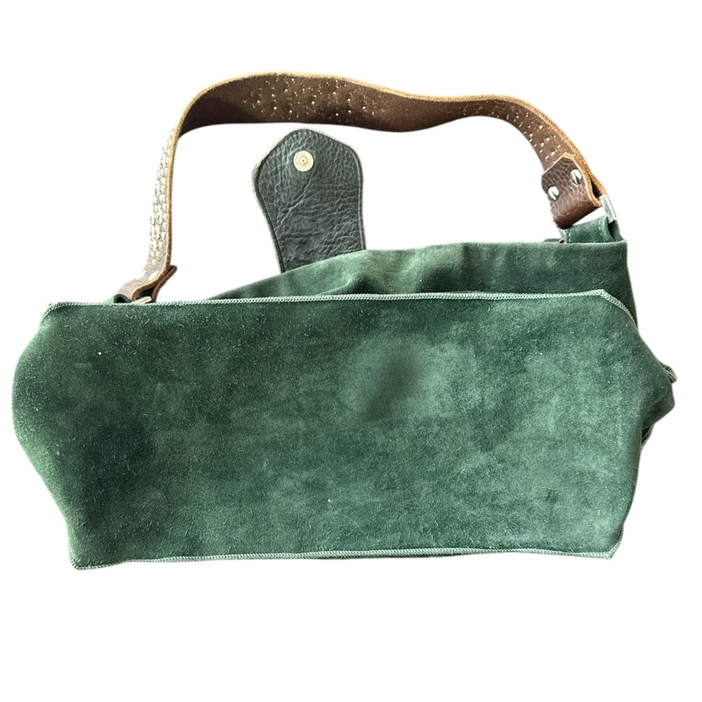 Tylie Malibu Green Suede Leather Shoulder Bag w/Swarovski crystal strap - Picture 3 of 6